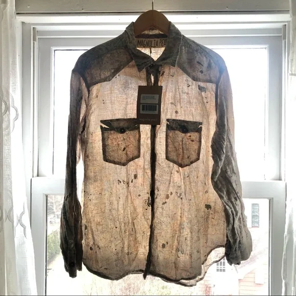 NWT New MAGNOLIA PEARL Free People Block Print Kelly Western Blouse Shirt Rambha - Picture 13 of 13